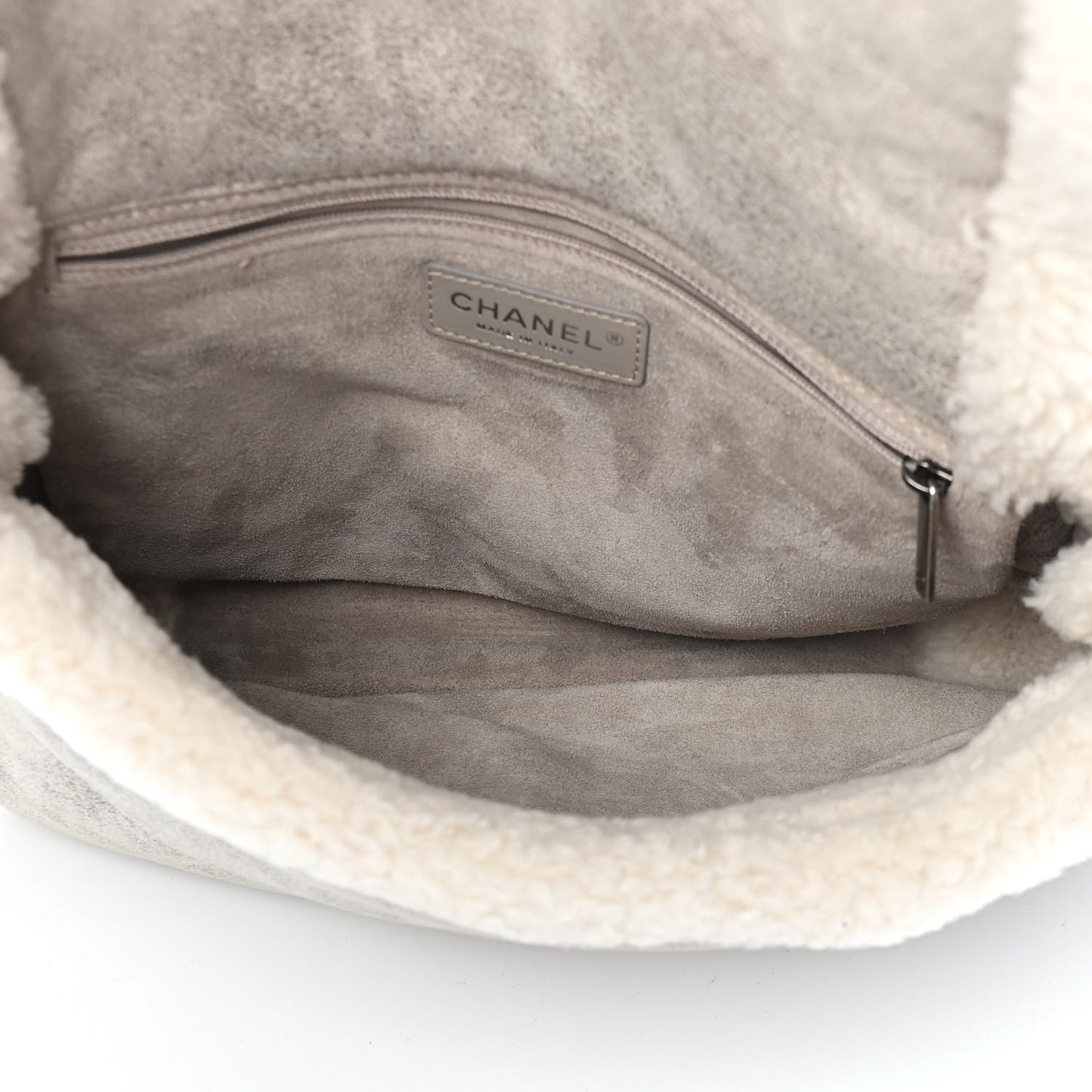 Shearling Lambskin Messenger Bag Grey