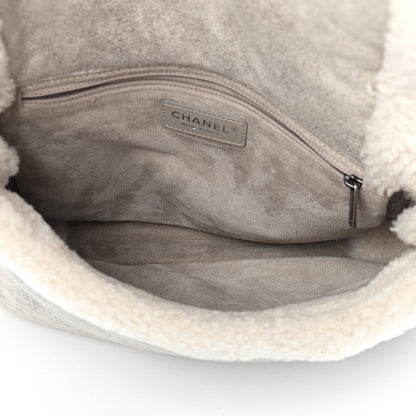 Chanel Shearling Lambskin Messenger Bag Grey 5 of 9