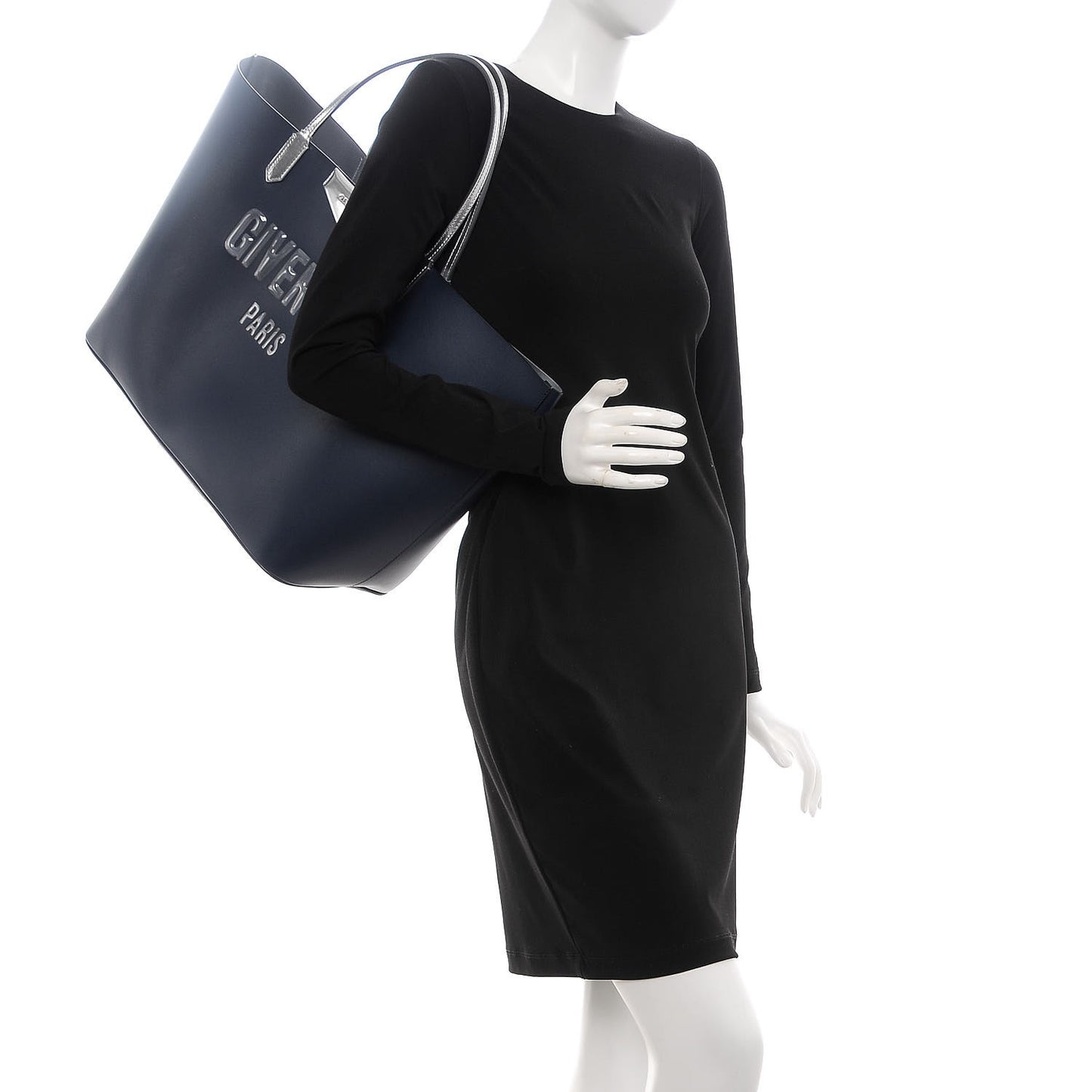 Calfskin Large Antigona Tote Night Blue Silver