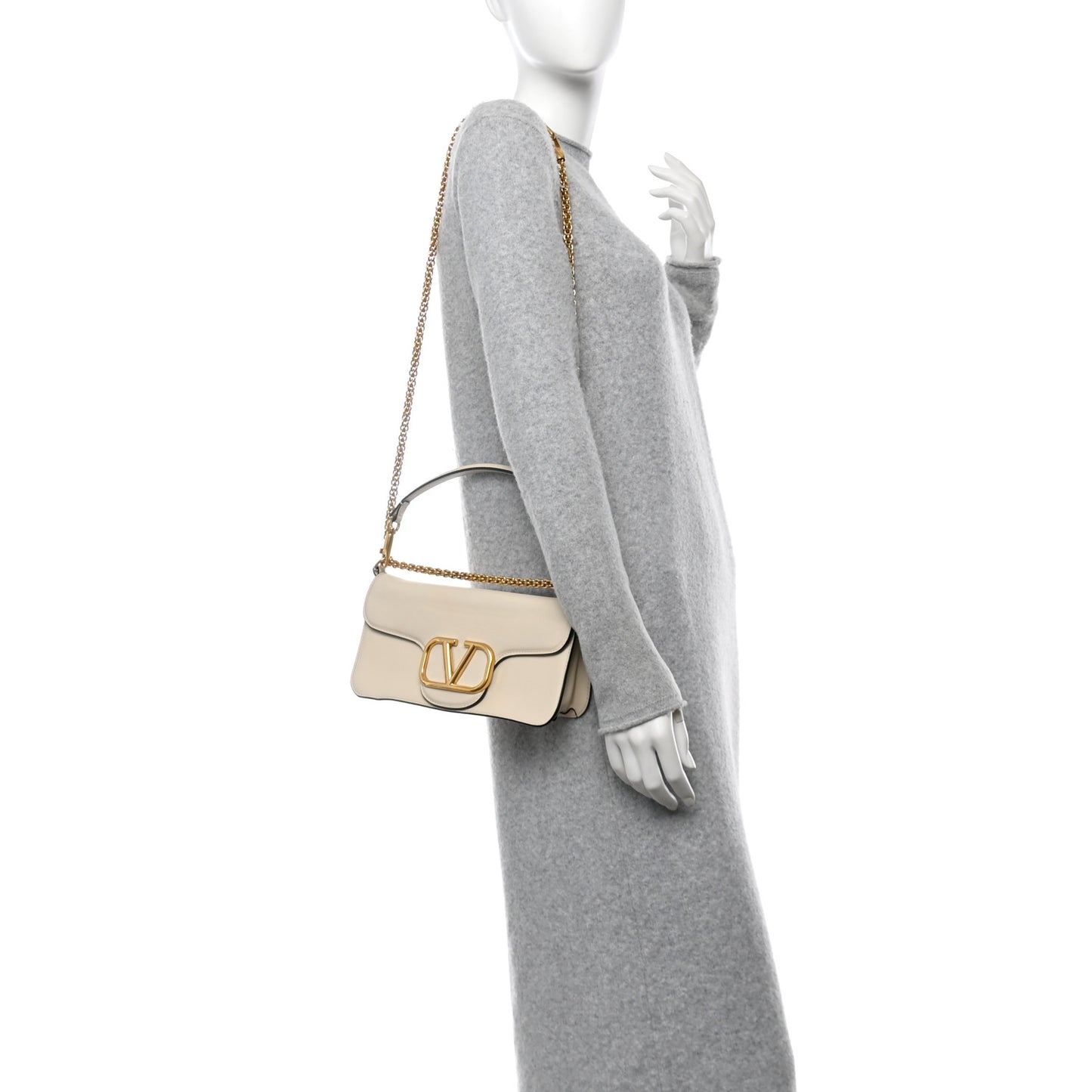 Calfskin Vlogo Loco Shoulder Bag Light Ivory