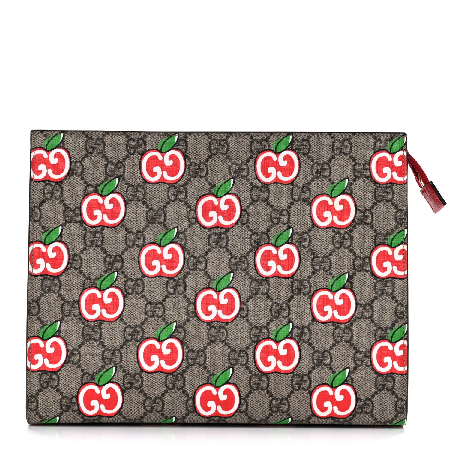 Gucci GG Supreme Monogram Apple Large Cosmetic Case Beige Multicolor Lobster Red 1 of 10