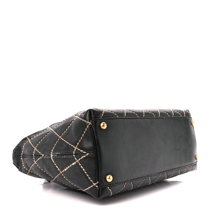 Chanel Calfskin Wild Stitch Surpique Hobo Black 4 of 10