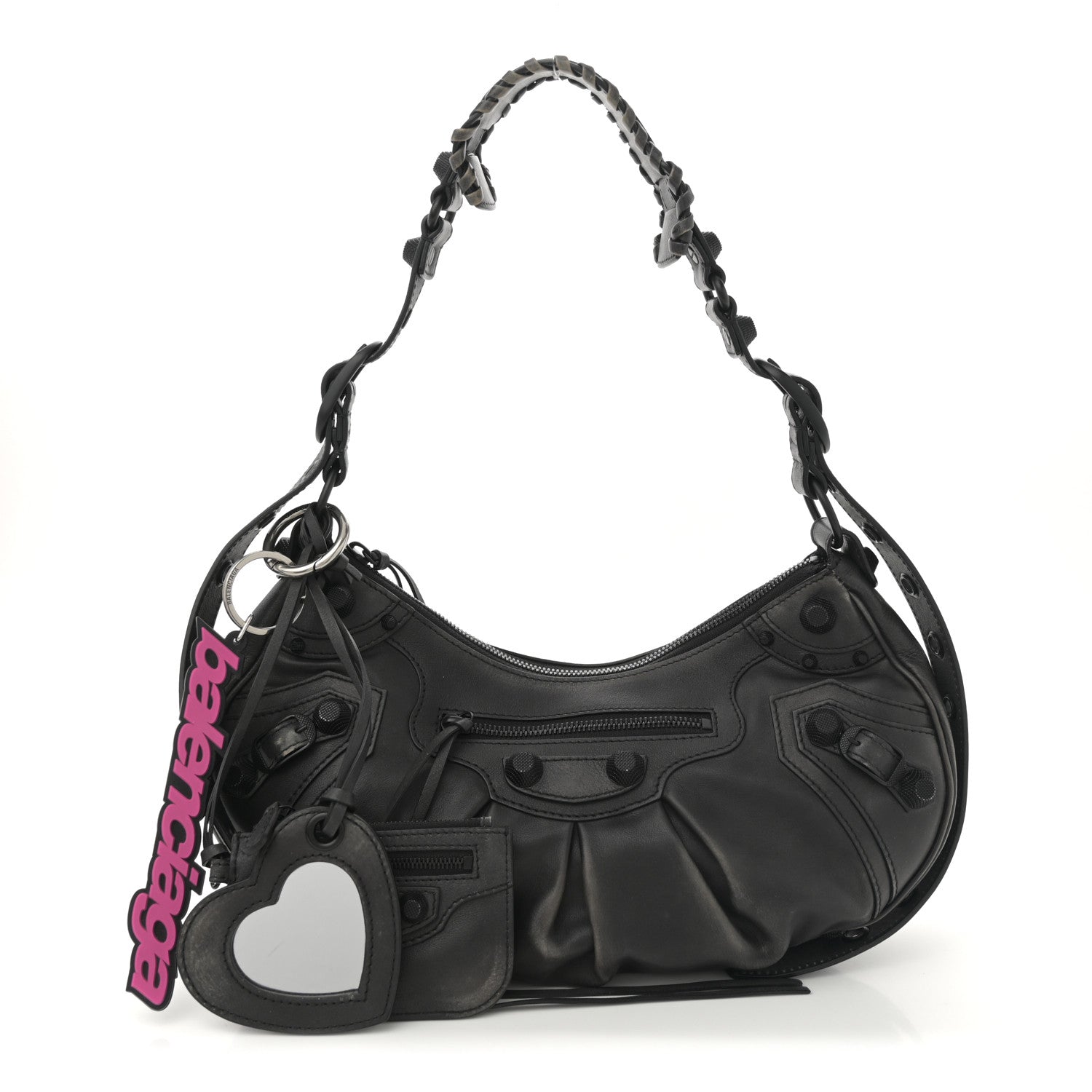 Balenciaga Used Calfskin Small Le Cagole Shoulder Bag Black 3 of 13