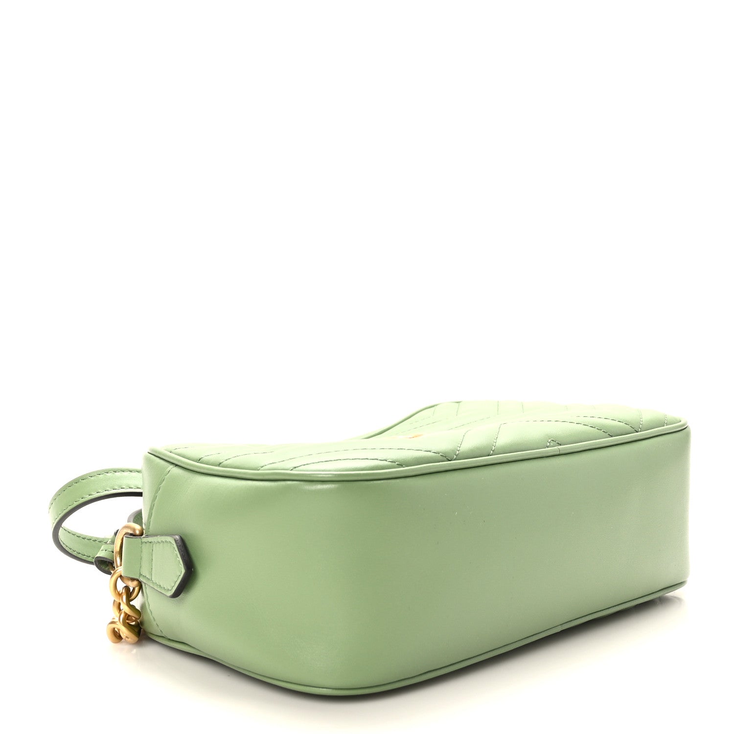 Gucci Calfskin Matelasse Chevron Small GG Marmont Chain Shoulder Bag Salamander Green 4 of 9