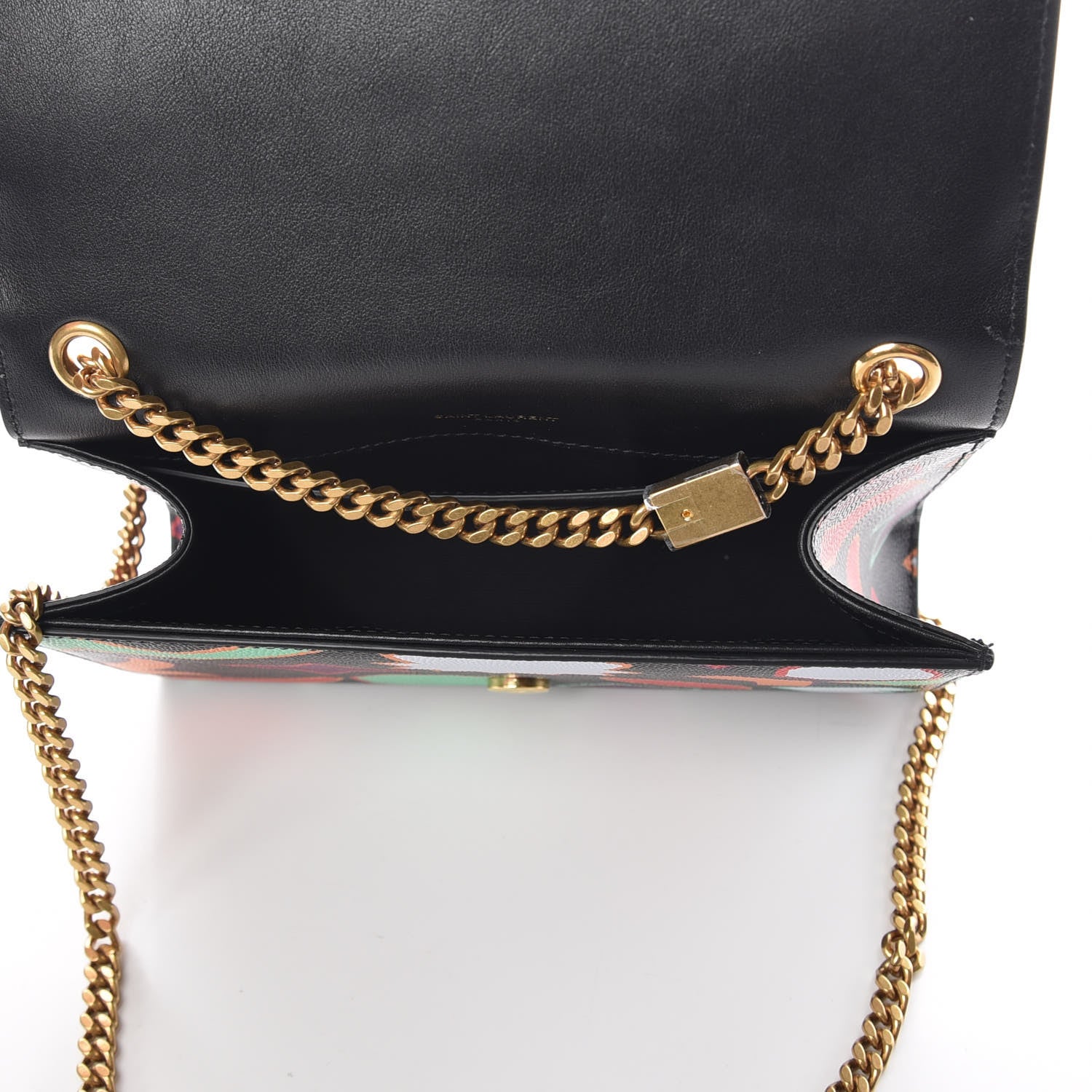 Saint Laurent Grain De Poudre Small Monogram Shapes Print Kate Satchel Black 7 of 9