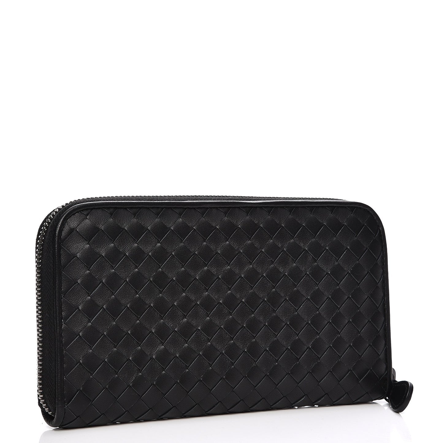 Nappa Intrecciato Zip Around Wallet Black
