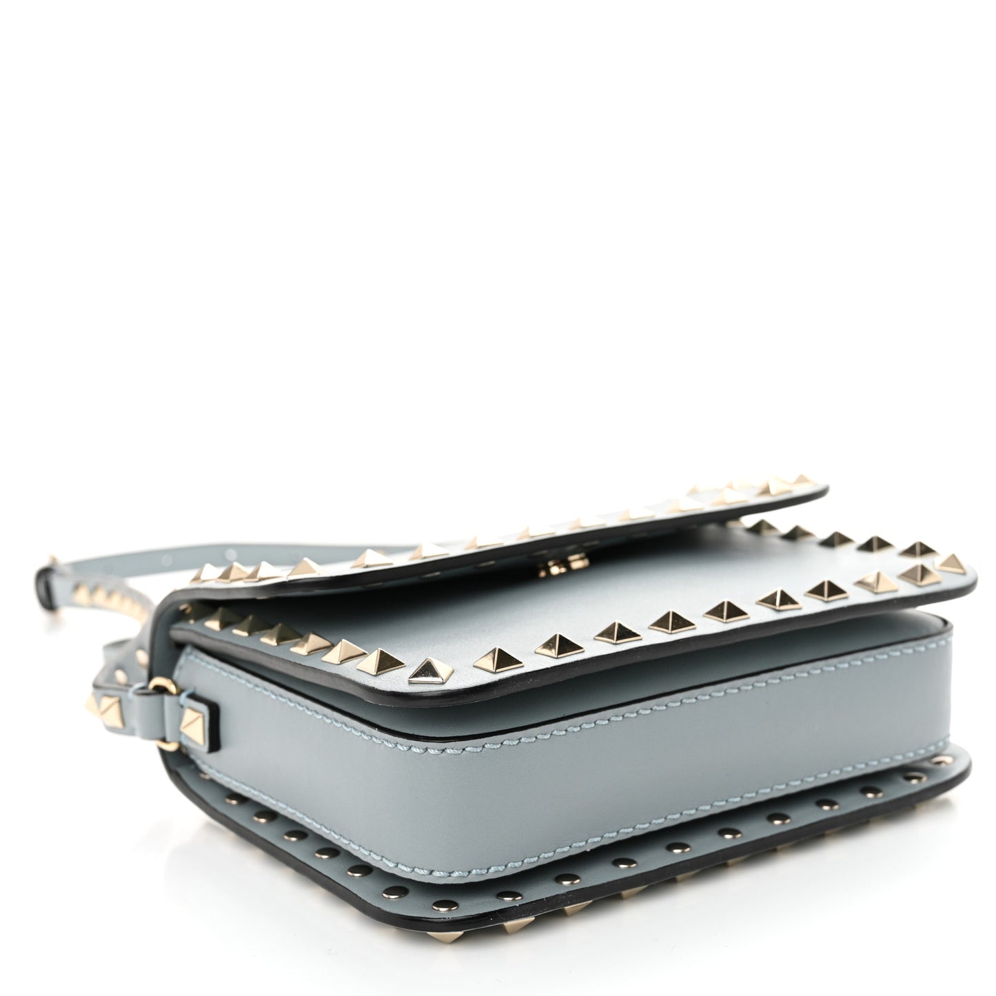 Vitello Rockstud Flap Crossbody Bag London Stone