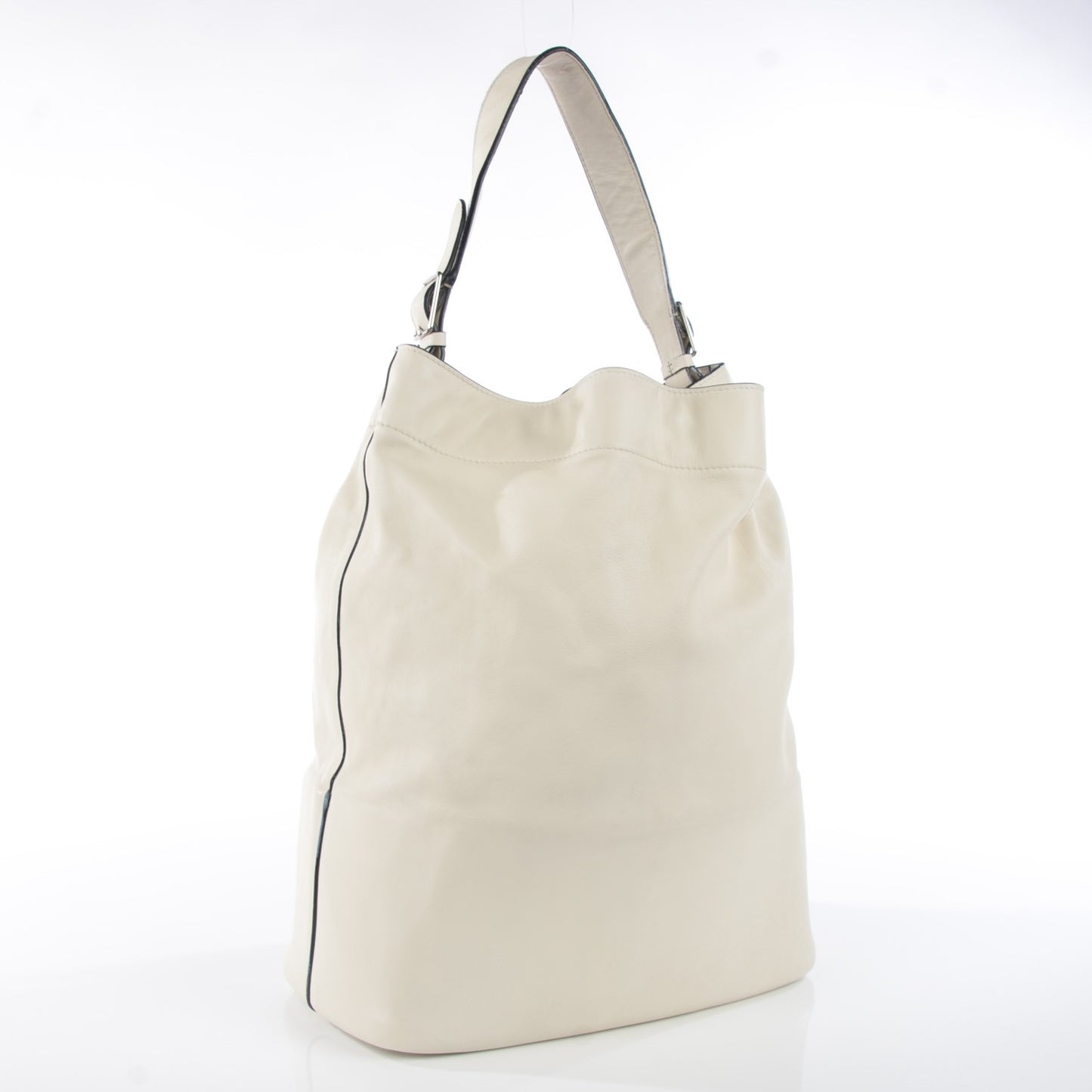 Smooth Calfskin Seau Drawstring Tote White