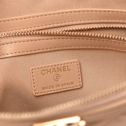 Chanel Lambskin Quilted Medium Boy Cosmetic Case Beige 6 of 8