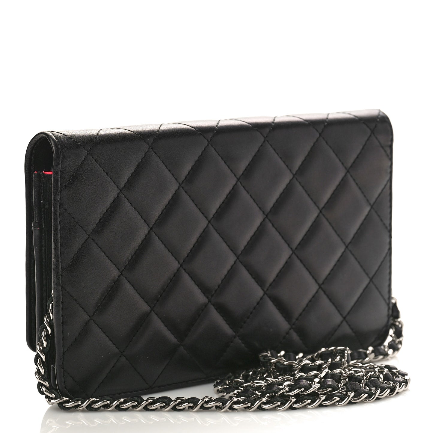 Calfskin Quilted Cambon Wallet on Chain WOC Black