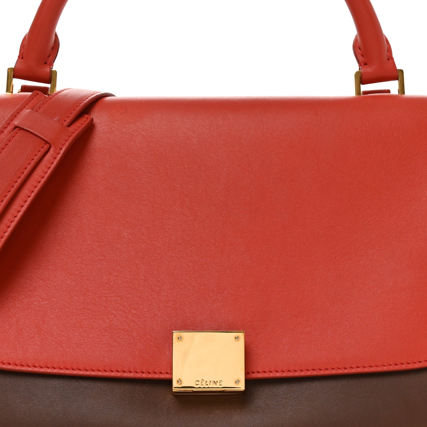 Smooth Calfskin Nubuck Small Tri-Color Trapeze Light Ruby