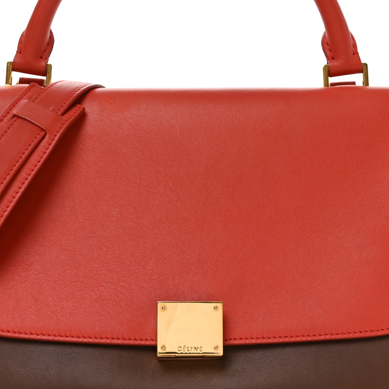 Celine Smooth Calfskin Nubuck Small Tri-Color Trapeze Light Ruby 7 of 9