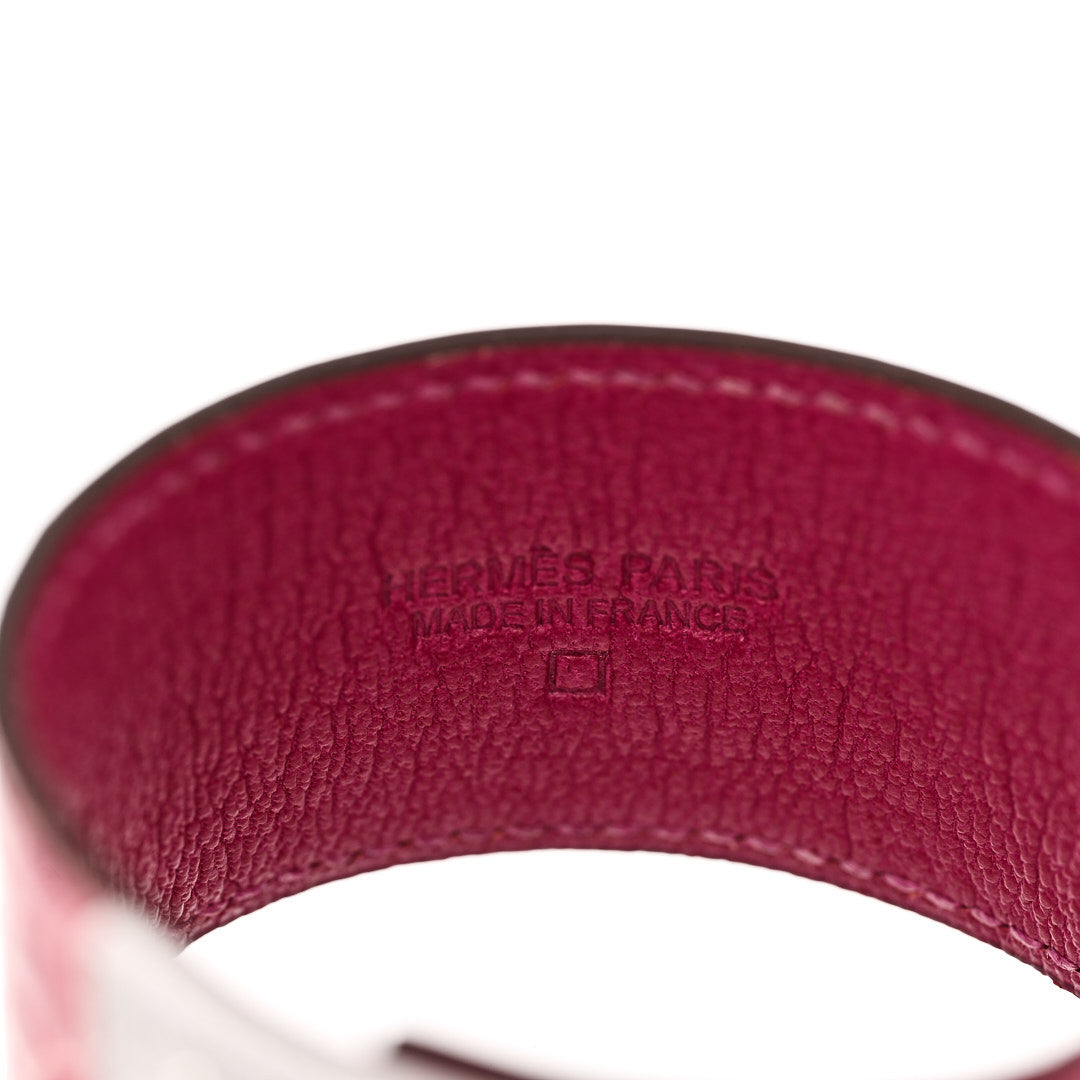 18K White Gold Diamond Crocodile Kelly Bracelet Fuchsia