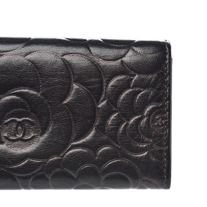 Chanel Lambskin Camellia Embossed Flap Card Holder Brown 9 of 9