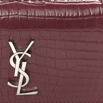 Saint Laurent Calfskin Crocodile Embossed Monogram Sunset Chain Wallet Palissandre 12 of 12