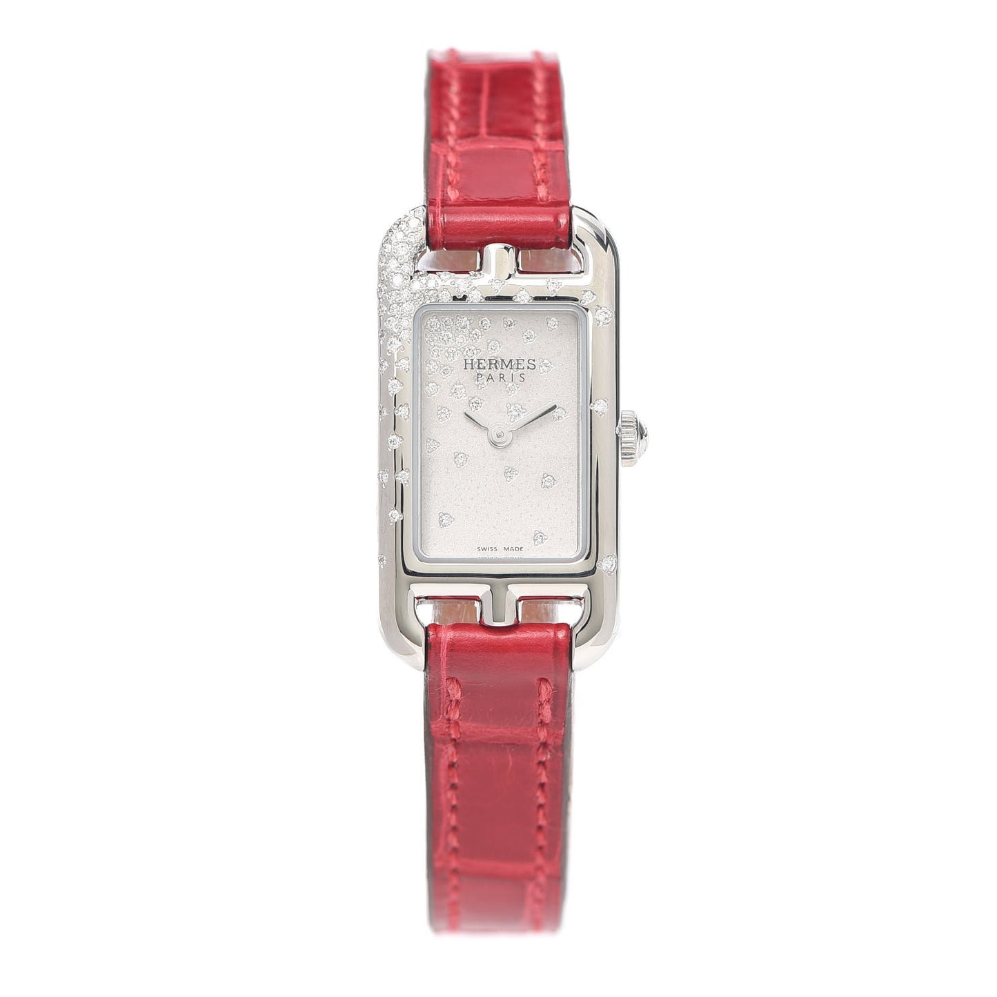 Stainless Steel Alligator Diamond 17mm Nantucket Jete De Diamants Quartz Watch Braise