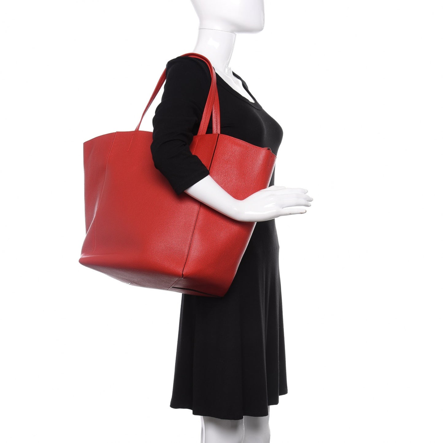 Grained Calfskin Medium Horizontal Cabas Phantom Coquelicot