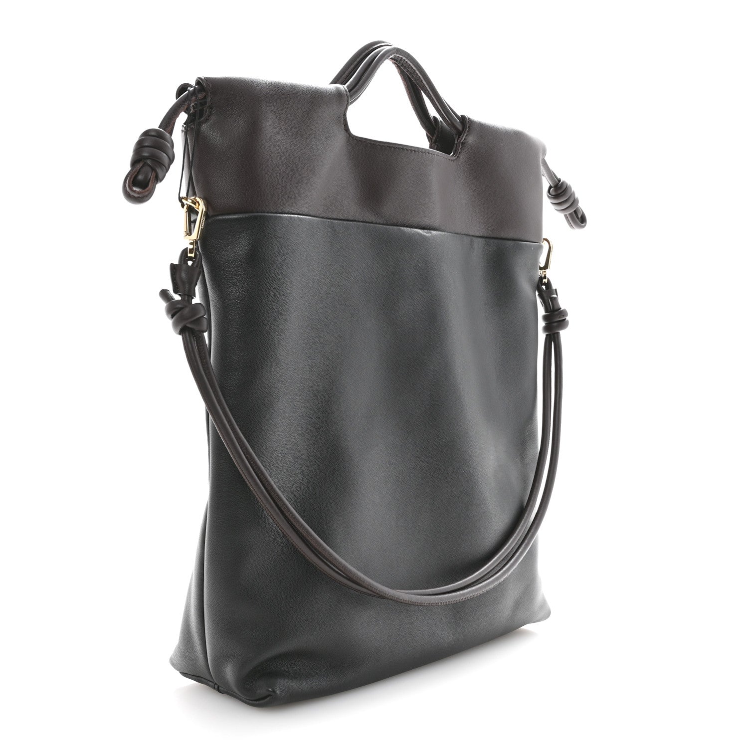 Loewe Mellow Nappa Lambskin Flamenco Tote Bag Black Dark Chestnut 3 of 10