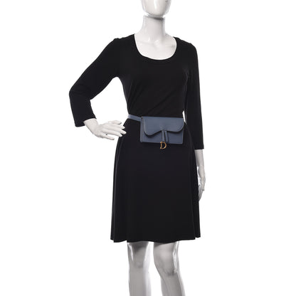 Christian Dior Grained Calfskin Saddle Belt Clutch Denim Blue 2 of 12