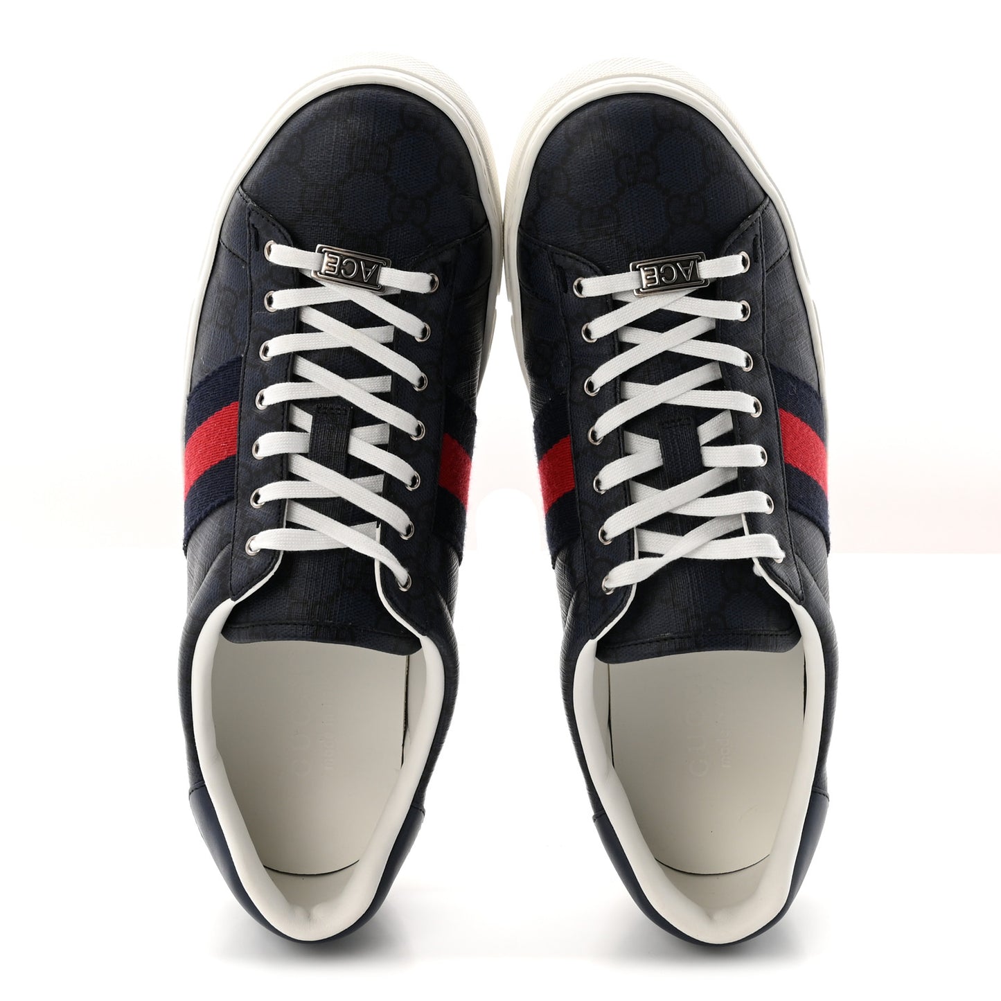 GG Supreme Monogram Web Mens New Ace Sneakers 10 Dark Blue