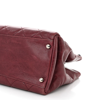 Chanel Glazed Calfskin Quilted Small CC Delivery Tote Burgundy 10 of 11