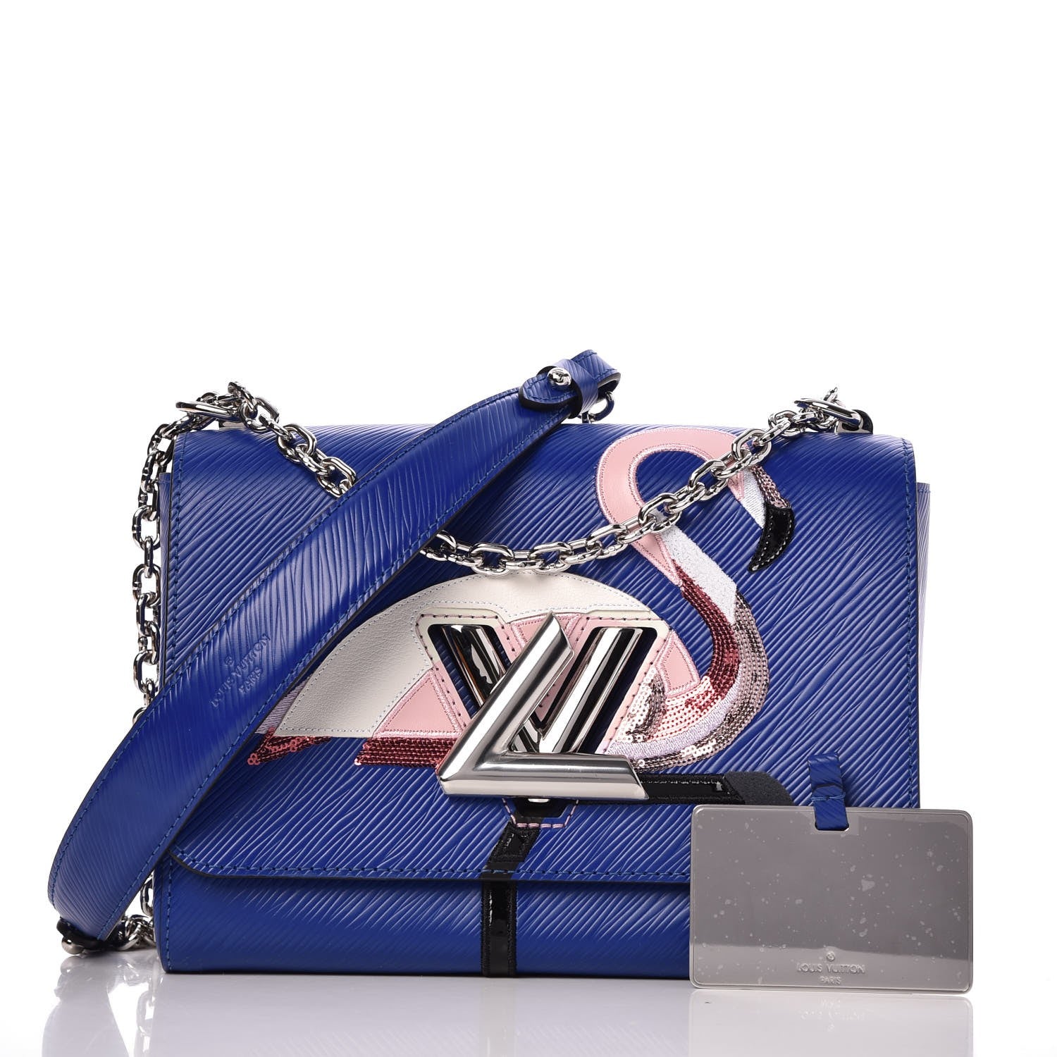 Louis Vuitton Epi Flamingo Twist Shoulder Bag MM Blue 3 of 9