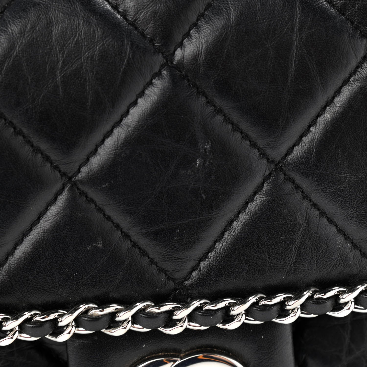 Chanel Crumpled Calfskin Medium Chain All Over Flap Black 12 of 12