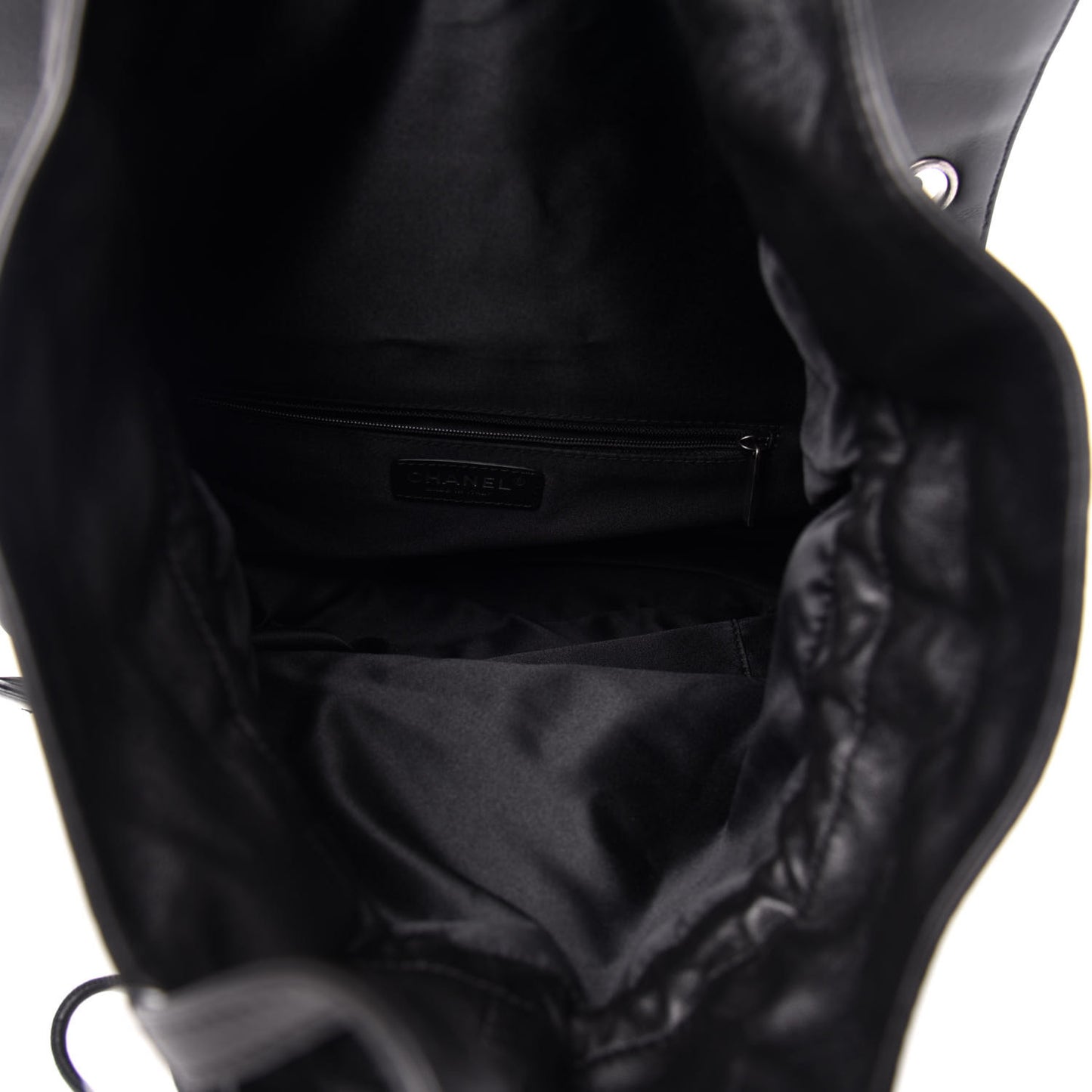 Lambskin Quilted Jumbo Grocery By Chanel Drawstring Shopping Bag Black