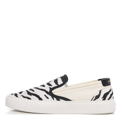 Saint Laurent Canvas Zebra Mens Venice Slip On Sneakers 43.5 Black White 1 of 8