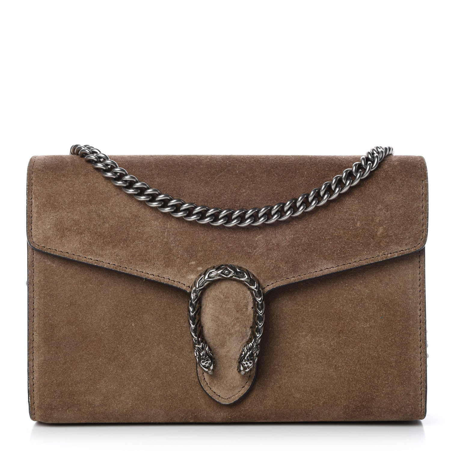 Gucci Suede Mini Dionysus Chain Wallet Taupe 1 of 10