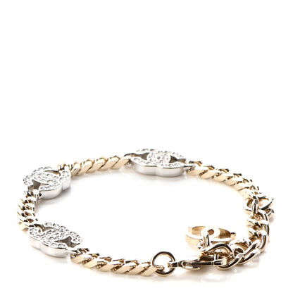 Chanel Crystal CC Chain Bracelet Gold Silver 3 of 6