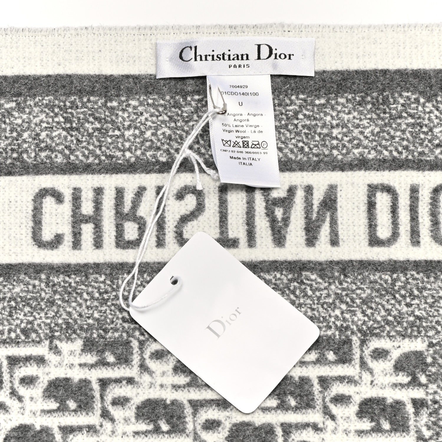 Christian Dior Wool Angora Oblique Throw Blanket Grey 4 of 4