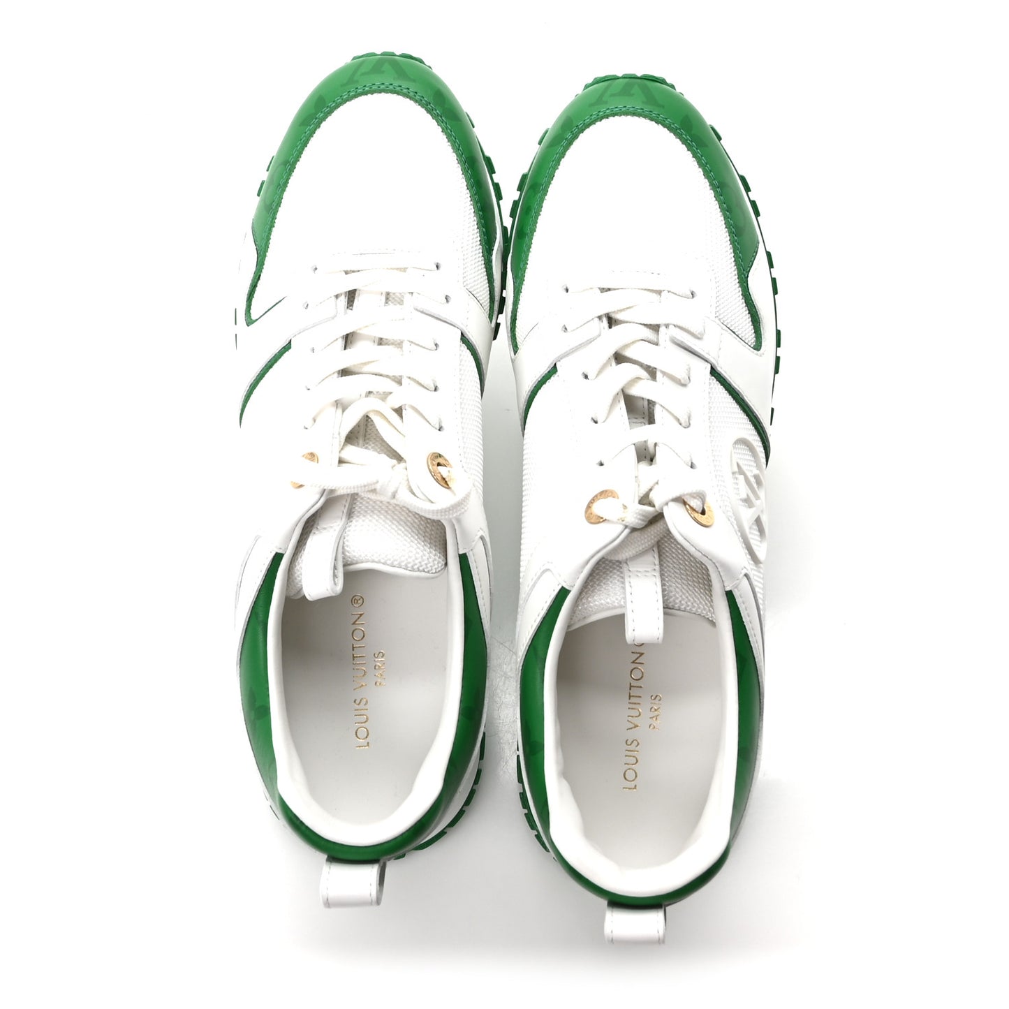 Calfskin Monogram Run Away Sneakers 40 White Green