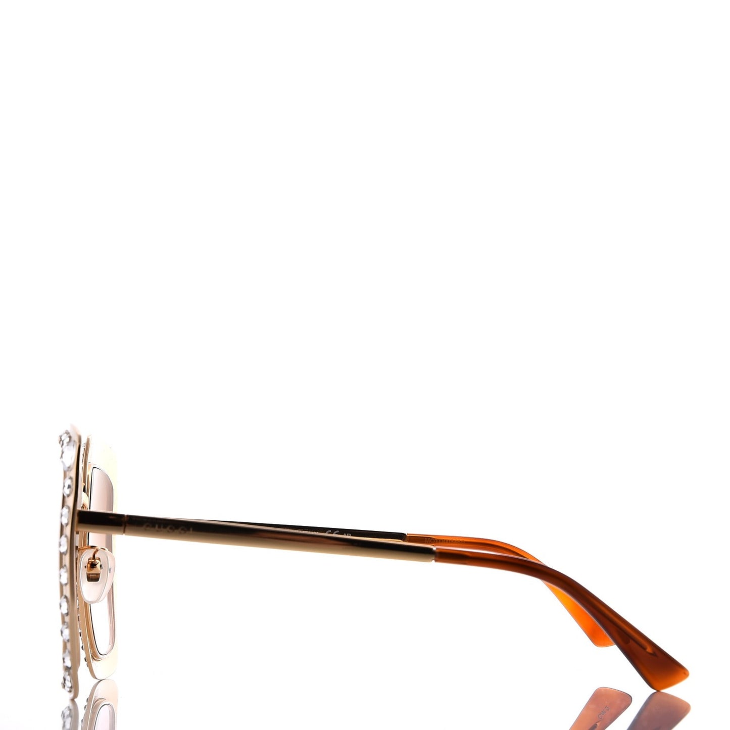 Metal Acetate Crystal Oversize GG0115S Sunglasses Gold