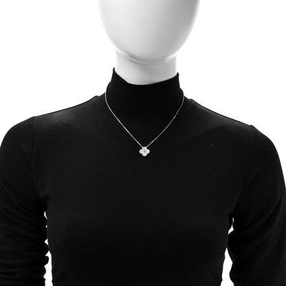 Tiffany VAN CLEEF & ARPELS 18K White Gold Diamond Vintage Alhambra Pendant Necklace 2 of 7