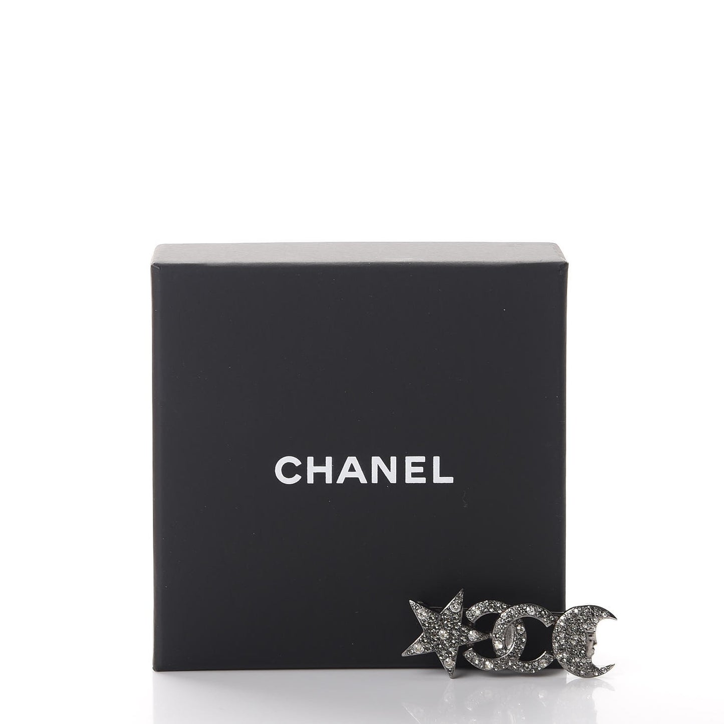 Crystal Star Moon CC Brooch Silver