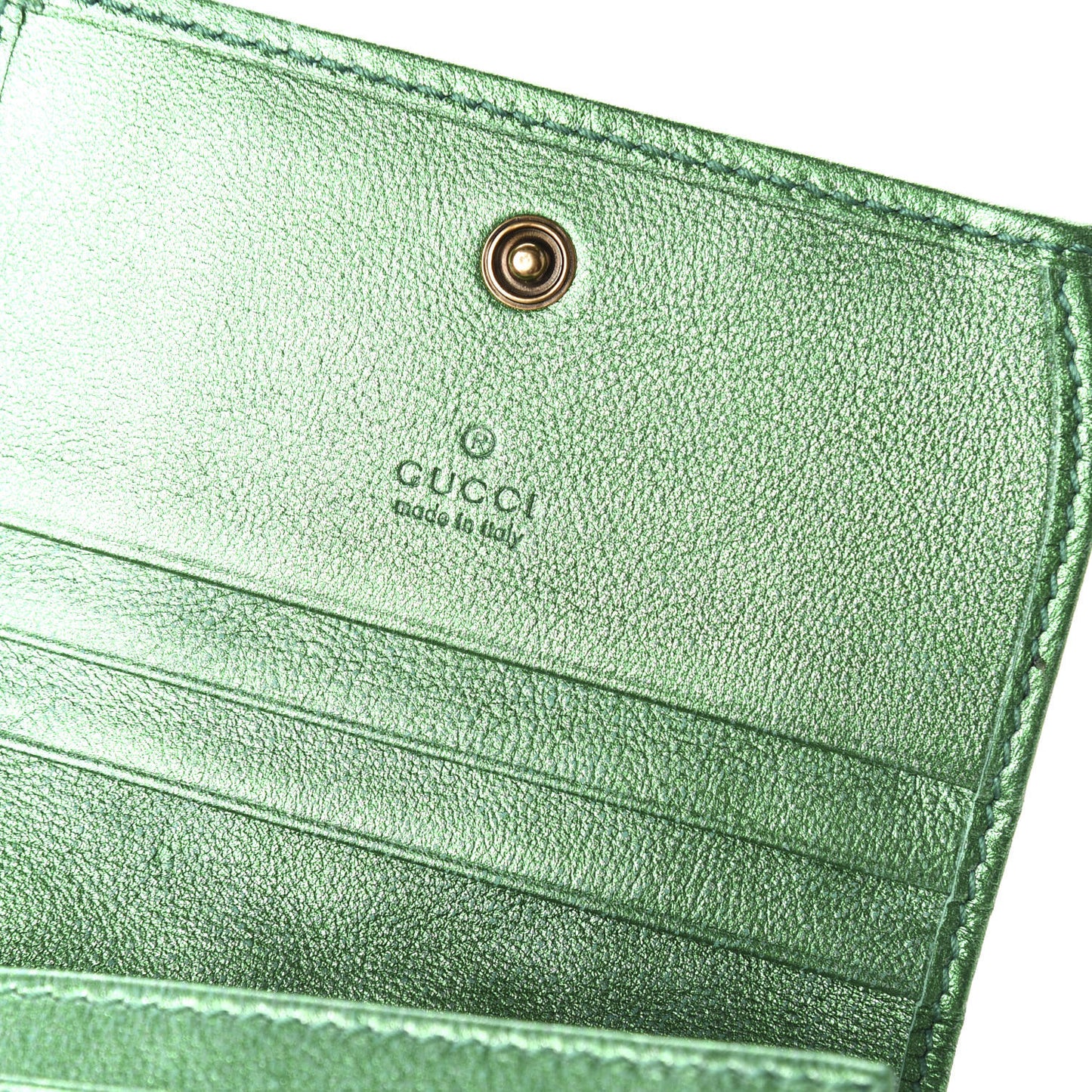Laminated Nappa Trapuntata Zumi Card Case Jasmine Green