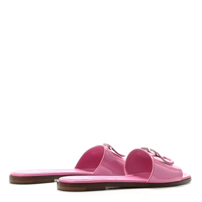 Valentino Garavani Patent Vlogo Flat Slide Sandals 37 Radiant Orchid 4 of 8