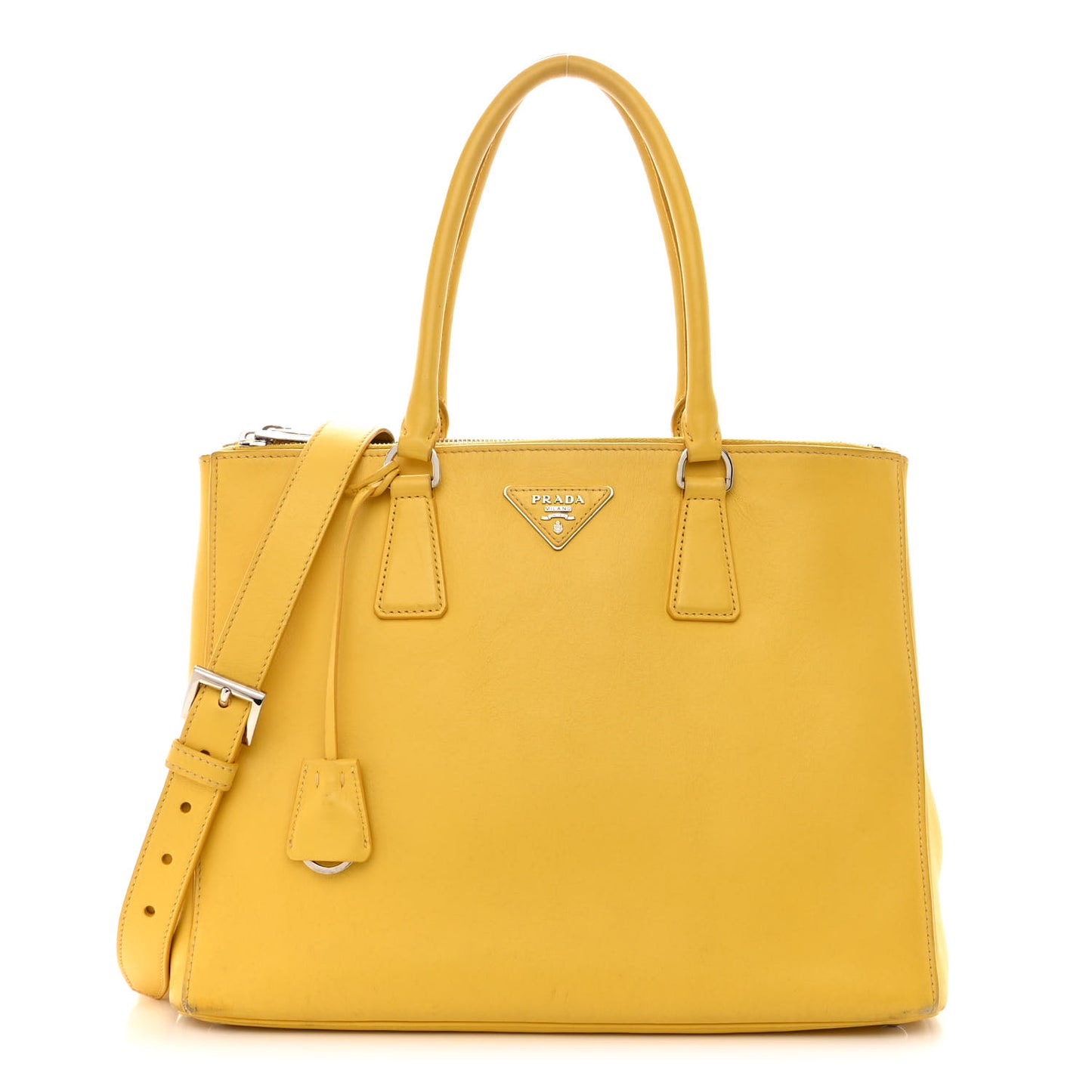 City Calf Medium Galleria Double Zip Tote Yellow
