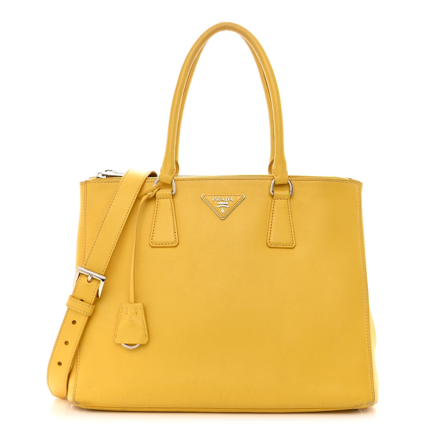 Prada City Calf Medium Galleria Double Zip Tote Yellow 1 of 25