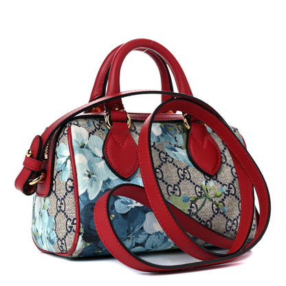 Gucci GG Supreme Monogram Blooms Mini Boston Navy Blue Hibiscus 3 of 14