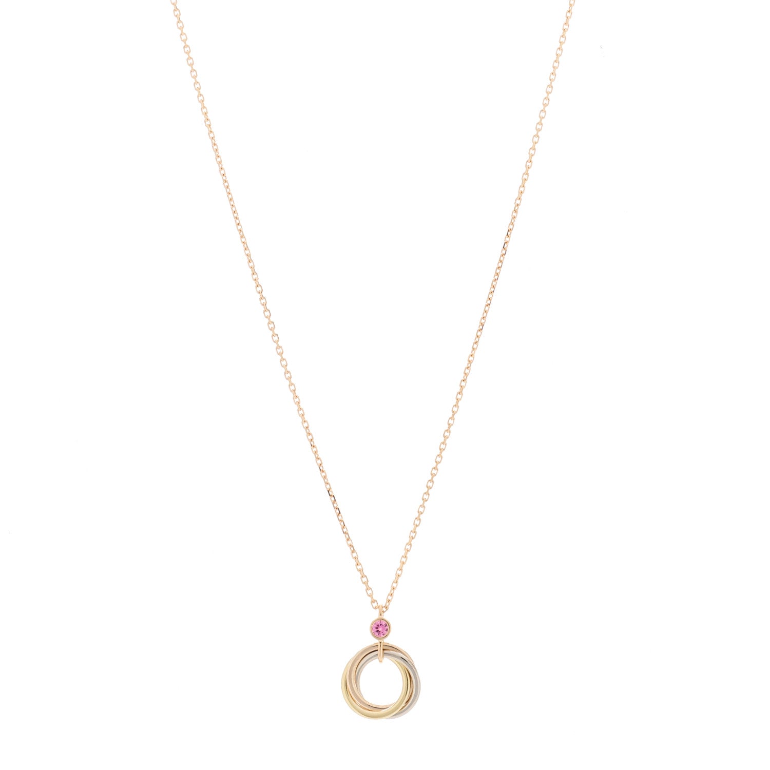 Cartier 18K Pink Yellow White Gold Pink Spinel Trinity Pendant Necklace 1 of 4