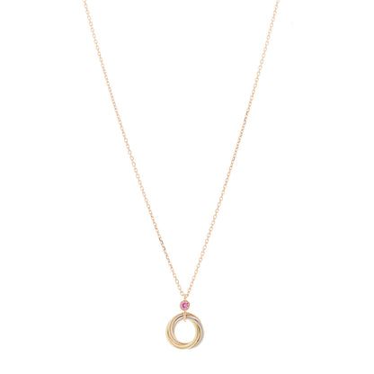 Cartier 18K Pink Yellow White Gold Pink Spinel Trinity Pendant Necklace 1 of 4