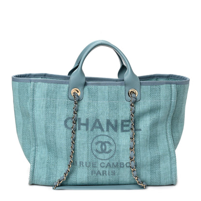 Chanel Mixed Fibers Striped Medium Deauville Tote Blue 1 of 9