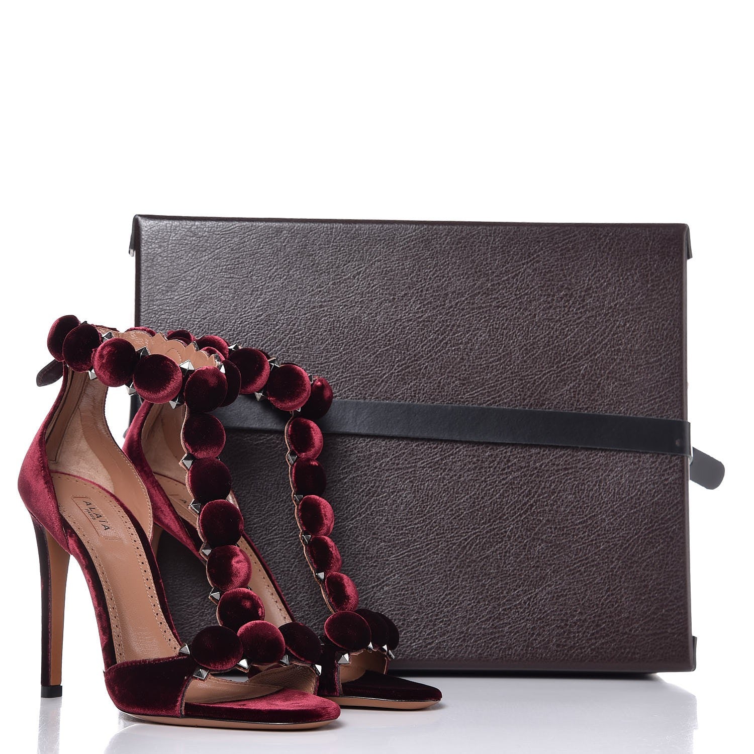 Alaia Velours Bombe Sandals 37.5 Pourpre 11 of 11