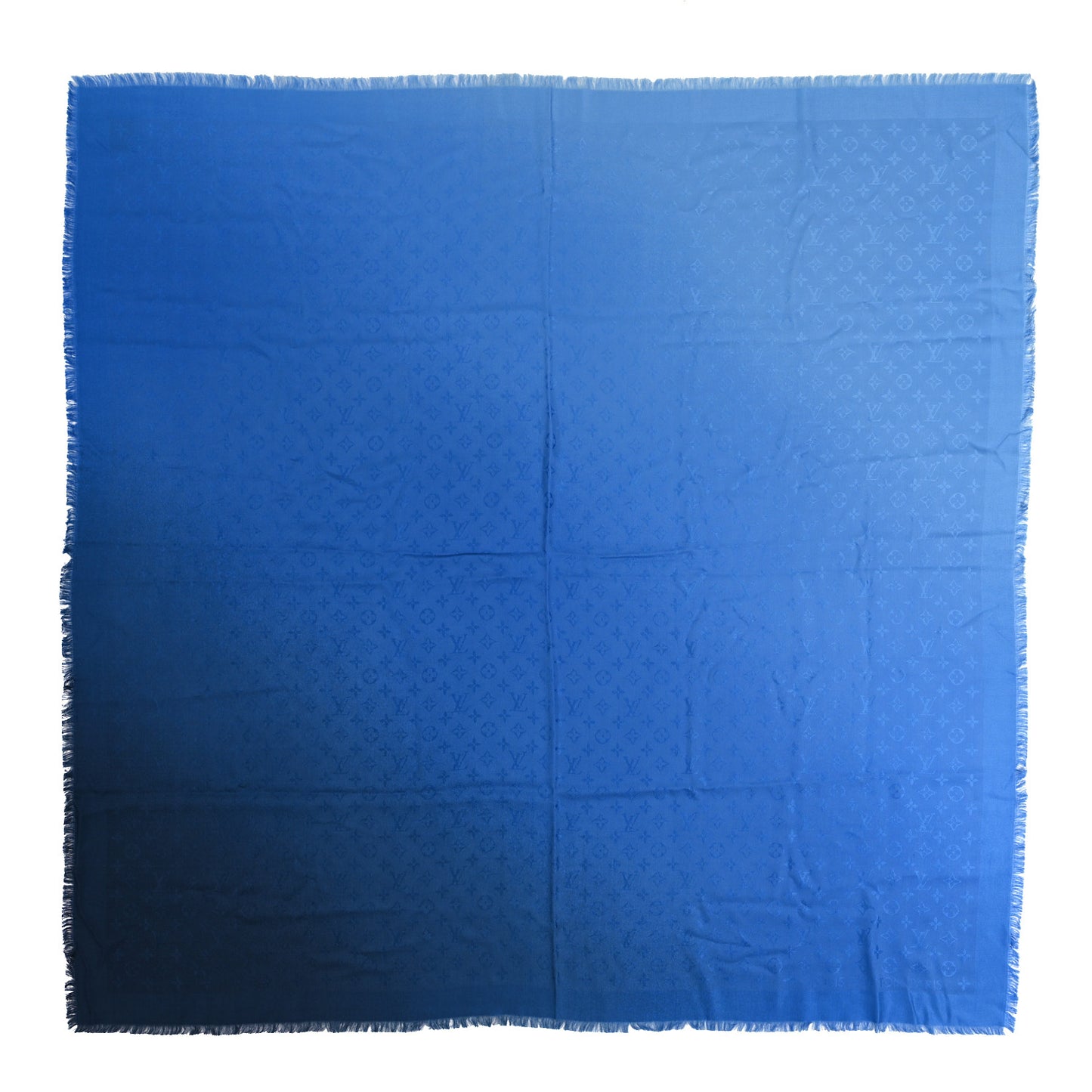 Silk Wool Monogram Sunrise Stole Blue