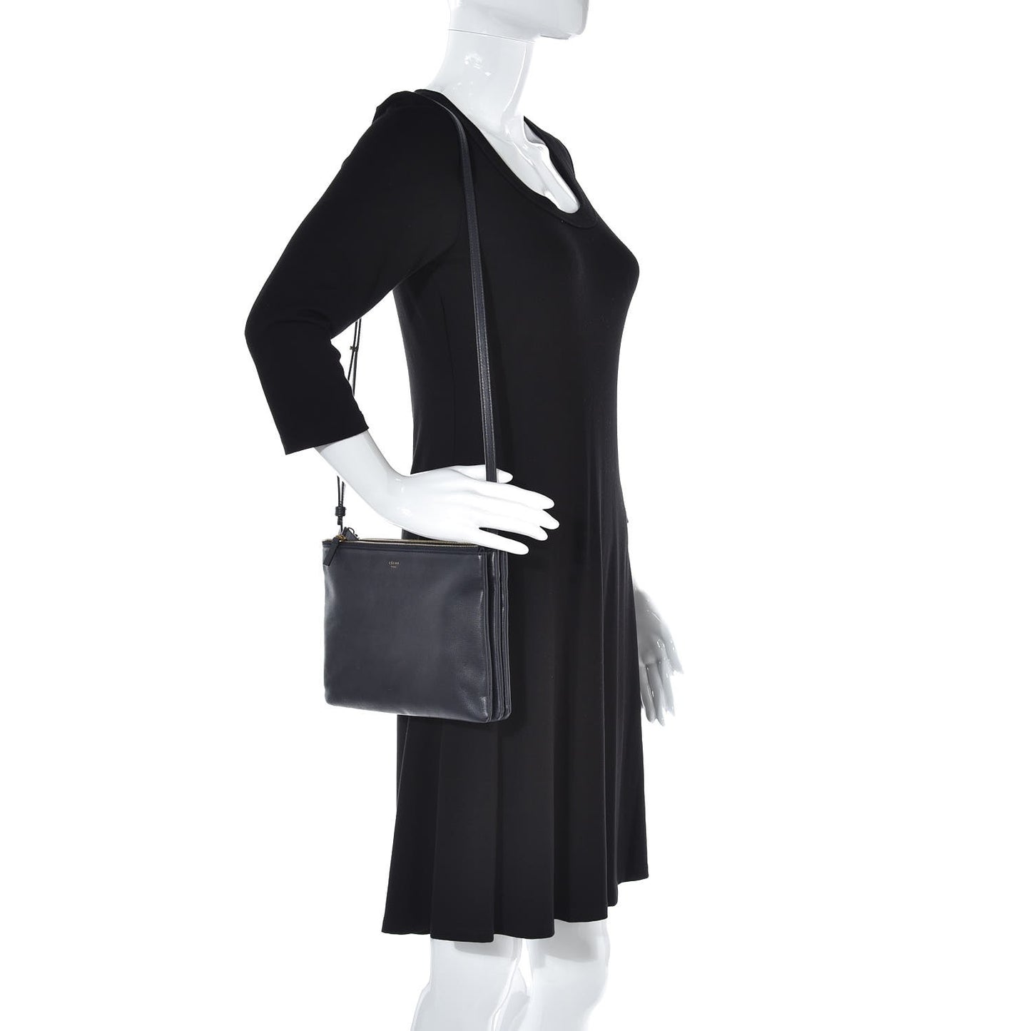 Goatskin Large Trio Crossbody Bag Dark Blue