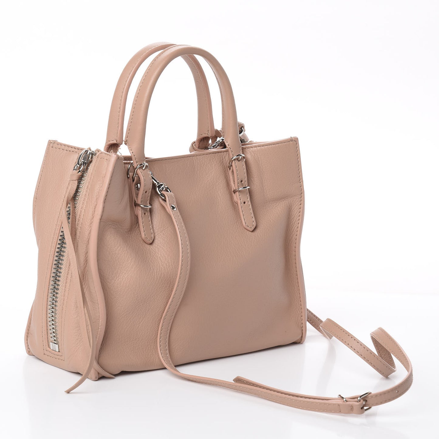 Calfskin Papier Mini A4 Zip Around Tote Beige Desert