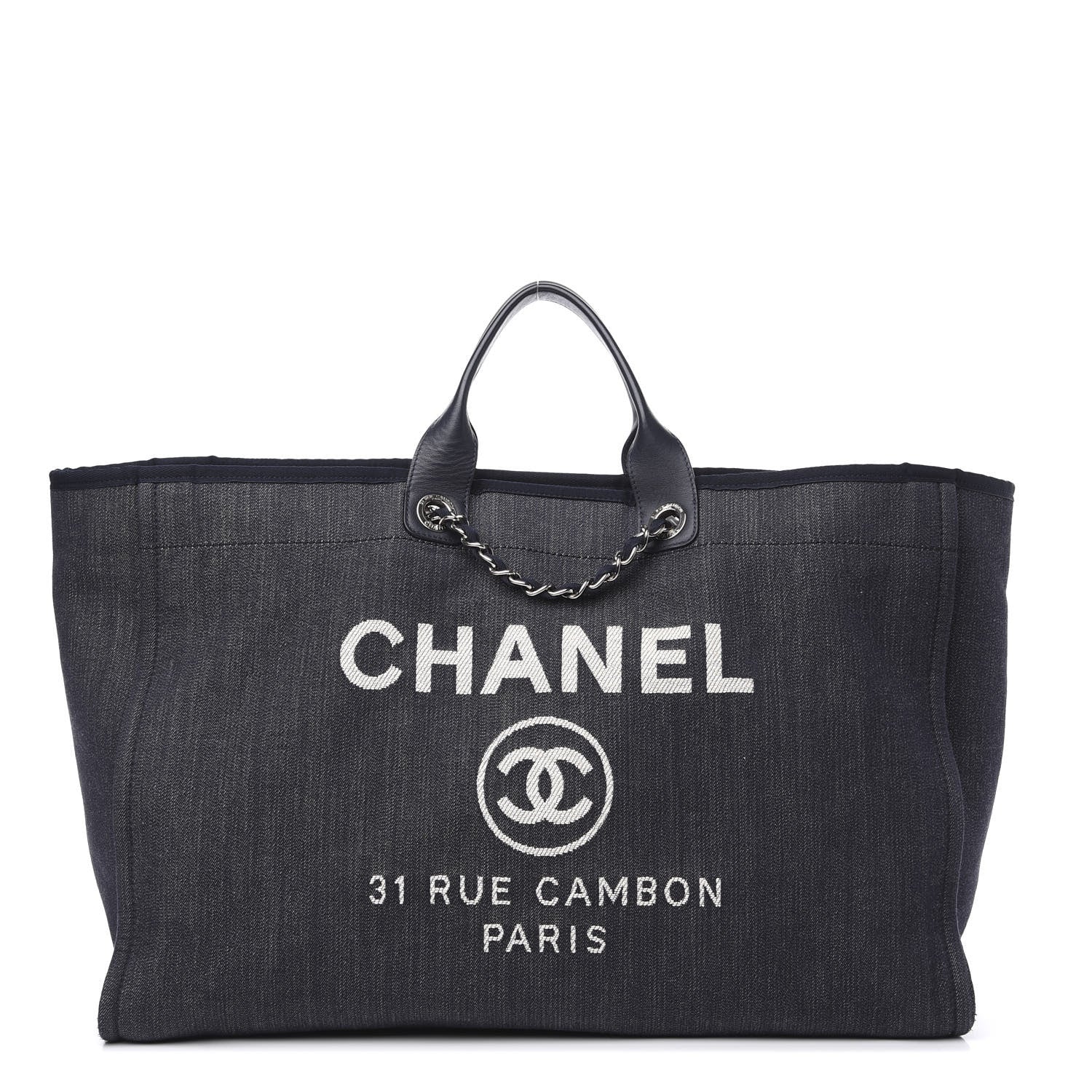 Chanel Denim Extra Large Deauville Tote Dark Blue 1 of 12