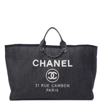 Chanel Denim Extra Large Deauville Tote Dark Blue 1 of 12